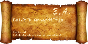 Belák Annamária névjegykártya